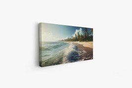 Beach Sunset Picture HD Photograph, Ocean Seascape Beautiful Palm Trees Wall Art - £20.62 GBP+