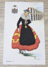 Vintage Elsi Gumier Artist woman embroidered clothing postcard Segovia 21 Spain - £7.56 GBP