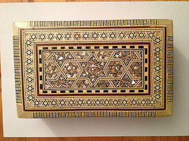 Old Persian Style Inlaid Jewelry Box… with Red Velvet Lining - £121.51 GBP