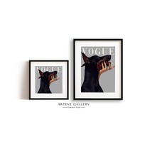 Luxury Fashion Doberman Poster | Square and XL Large Art Print | Black and White - £18.87 GBP