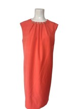 Alex Marie Dalia Ruched Embellished Shift Dress Size 6 Tangerine Back Zi... - $29.69