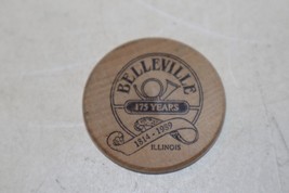 1989 Belleville, IL 175th Anniversary Wooden Nickel Beer Token 1814-1989 - $12.86