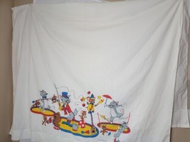 Vintage Tom And Jerry Circus Bed Sheet Made in USA 63&quot;x104&quot; 50/50 VTG Retro - £34.67 GBP