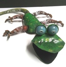 Metal Gecko Lizard w/ Wire Legs Tail and Head Bobblehead Sculpture 12&quot; x... - $39.99