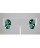 Gorgeous Sterling Silver Turquoise Inlay Clip-on Earrings Unique! - $6,345.45 MXN Gorgeous Sterling Silver Turquoise Inlay Clip-on Earrings Unique! - $6,345.45 MXN