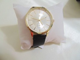 INC International Concepts Unisex Gold Tone &amp; Black Dress Watch 43MM $59 W628 - £18.76 GBP