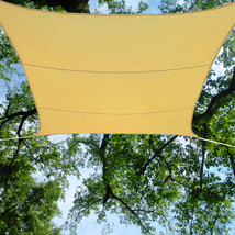Deluxe Sand Beige Waterproof Polyester 12 Foot Square Sun Sail Shade UV ... - $45.99