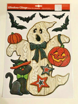 Halloween Window Clings Ghost Bats Pumpkins Black Cat Sticks to Windows ... - £14.14 GBP
