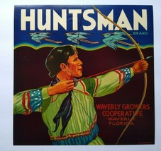 Huntsman Brand Fruit Crate Label Original 1940s Cranes Bow &amp; Arrow Waver... - £5.59 GBP