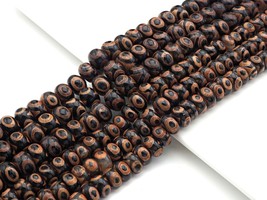 Brown Black Tibetan Agate - 8x12/10x14mm Rondelle Smooth Beads - Sku#U1048 - £10.03 GBP+