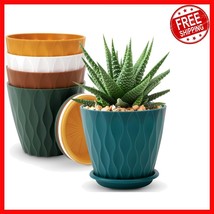 Eye-Catching Multicolor 6&#39;&#39; Plant Pots with Saucers - Indoor/Outdoor Use - $575.98 MXN