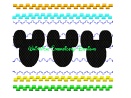 Mickey Mouse Faux Smocked 3 Heads Machine Embroidery Applique Design INS... - $4.00