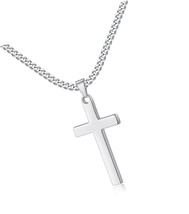 Cross Necklace for Men, Silver Black Gold Stainless - £40.62 GBP