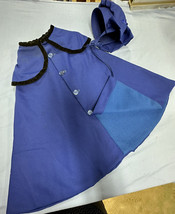 Amish Hand Made Childs Blue Cape Cloak Bonnet Hat Cap Small Size Size Costume - £54.13 GBP