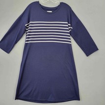 Maurices Women Dress Size M Blue White Midi Stretch Shift Casual 3/4 Sleeves - £8.42 GBP