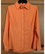 LL Bean Womens Small Long Sleeve Orange Salmon Button Up Shirt Top Outdo... - £12.35 GBP