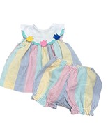 Vintage Samara Baby Girls 2-Piece Outfit Floral Collar &amp; Striped Bloomer... - $24.00