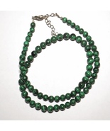 Malachite Beads Necklace - 925 Sterling Silver Clasp 18-20" (45-50 cm) W... - $39.00+