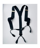 Black Suspenders Black Leather Gold Brass Hardware Made In England Formal - $49.50