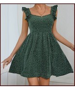 NEW Womens Hunter Green White Polka Dot Flare Short Sundress Dress   L XL - €9,05 EUR