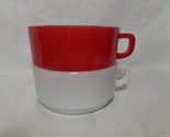 2 Fire King Soup Mug Bowls, D Handle, White &amp; Red Stackable  Anchor Hock... - $15.52