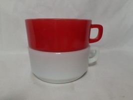 2 Fire King Soup Mug Bowls, D Handle, White &amp; Red Stackable  Anchor Hock... - £12.36 GBP
