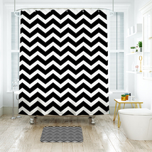 Chevron Pattern 08 Shower Curtain Bath Mat Bathroom Waterproof Decorative - £18.08 GBP+