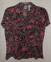 New Womens Emma James Black W/ Paisley &amp; Floral Semi Sheer Blouse Size 6 - £18.59 GBP