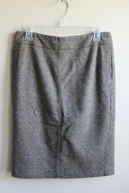 Vtg J. Crew 4 Brown Tweed Wool Blend Pencil Skirt Pockets Back Vent - £19.74 GBP