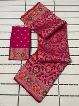 Pure Soft Dola Silk Saree with Zari &amp; Meenakari Work, Fancy Tassels, Heavy Woven - £69.15 GBP
