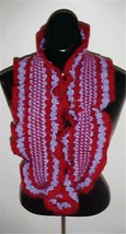 Hand Crochet Burgundy/Lavender Circle Infinity Ruffled Scarf/Neckwarmer ... - $12.19