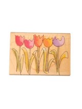 Sketch Tulips Spring Summer Flower Blooms Artistic Drawings Wood Rubber Stamp - $14.85