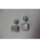 Earrings Pierce Ball Studs Or Square With Marble Gray Tone Could Be Worn... - £9.59 GBP