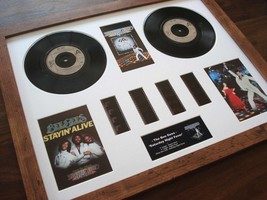 The Bee Gees Saturday Night Fever vinyl 35mm film cell framed montage - $149.99