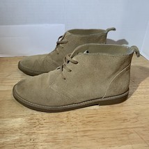 Lands&#39; End Tan Beige Suede Unlined Ankle Boots Youth Size 4M EC! - $239.89 MXN