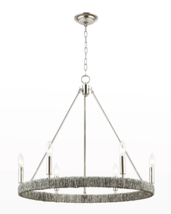 NEW Horchow Brass/Rope Abaca Candle Chandelier Modern Organic Coastal $1200 - £617.82 GBP