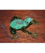 Art Glass Frog Green 2.5&quot;+x2.5&quot;x1&quot;+ unmarked Italian Murano style delica... - £9.90 GBP