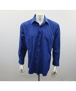 Eurico Carlucci Men&#39;s Blue Striped Button Up Dress Shirt Size 17 Polyest... - £7.75 GBP