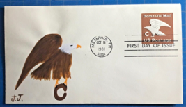 U.S. U594 20¢ &quot;C&quot; Eagle J.J. Cachet FDC Hand Drawn &amp; Hand Painted (1981) - £1.98 GBP