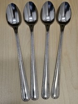 Gibson BEAD Stainless 18/0 Beaded (4) Long Stirring Spoons Silver Coffee Tea - £12.78 GBP