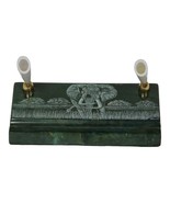 Vtg Signed African Verdite Stone Elephant Hand Crafted Etched Desk Pen H... - $736.14 MXN