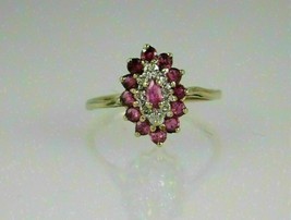 2 Ct Round &amp; Marquise Cut Ruby &amp; Diamond 14k Yellow Gold Over Anniversary Ring - £98.72 GBP
