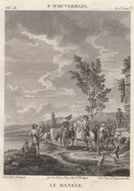 1814 Original Copperplate Engraving Wouwerman Le Manége Maneggio Landscape Art - £21.57 GBP