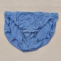Jockey 6 M Blue  Hi Cut Brief Lace Waist Silky Panties Tactel Nylon - $12.86