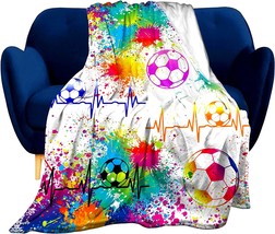 Super Soft Soccer Blanket Lightweight Cozy 3D Printed Flannel Baseball - £28.74 GBP