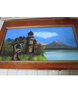 REVERSE PAINTING ON GLASS VERRE EGLISE CASTLE ILLEGIBLE TITLE - €177,56 EUR