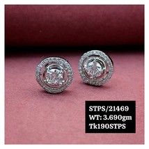 925 Sterling Silver Zirconia Halo Wedding Stud Earrings with Screw-Back Closure - $130.00