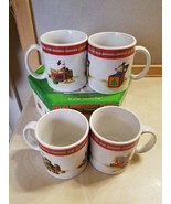 NIB Sakura Christmas Morning Mugs Cups Hot Cocoa Coffee Tea Free Shipping - £20.63 GBP