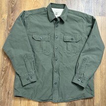 Cabela&#39;s Mens Sherpa Fleece Lined Canvas Shacket Large Olive Green Jacke... - $33.66