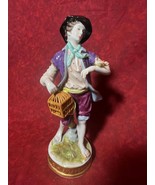 Vintage German Porcelain Volkstedt Statue Man Bird Birdcage Germany Statue - $2,784.52 MXN